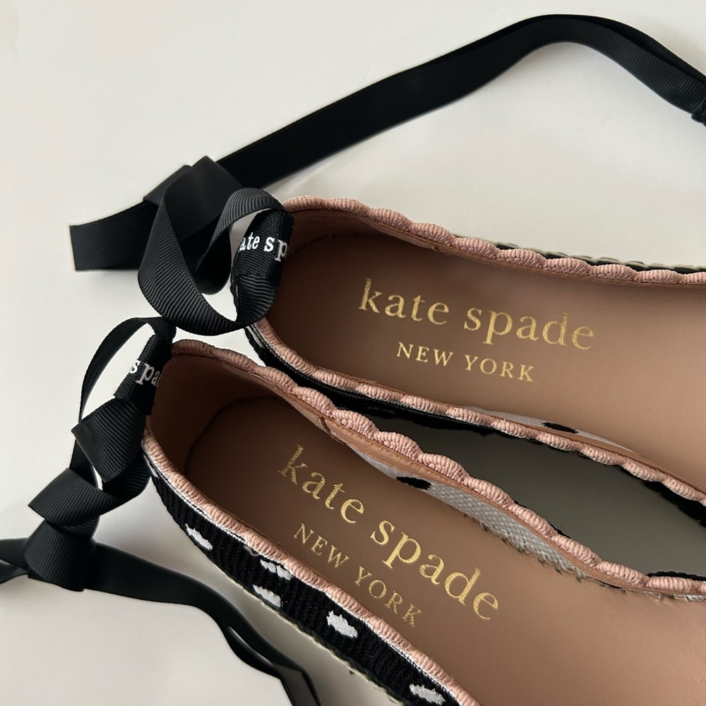 ♠️Kate Spade Knottingham Dots Knit Espadrilles Flats, Black NIB - Picture 11 of 15